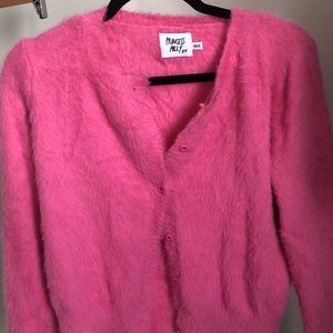 Fuzzy Pink Cardigan - PRINCESS POLLY